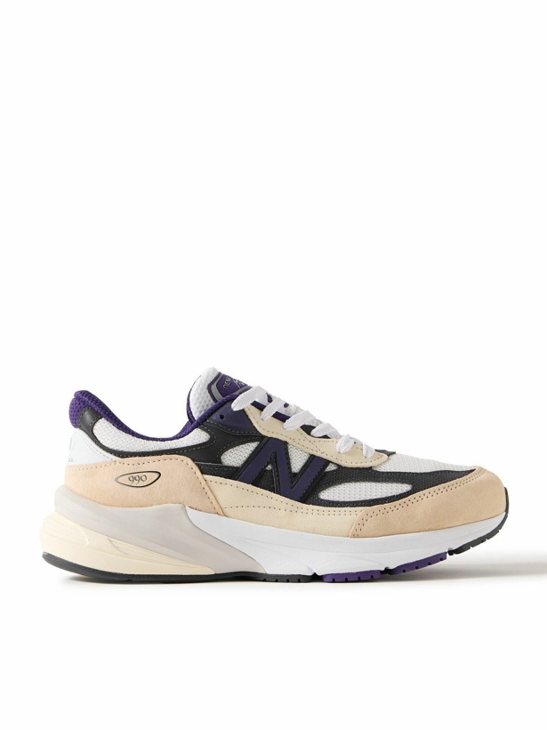 Photo: New Balance - 990v6 Leather-Trimmed Suede and Mesh Sneakers - White