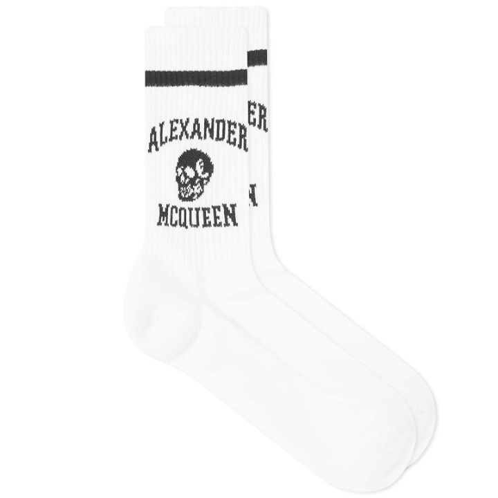 Photo: Alexander McQueen Men's Varsity Skull Logo Sock in White/Black