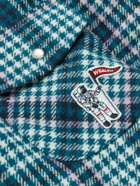 BILLIONAIRE BOYS CLUB - Button-Down Collar Logo-Appliquéd Checked Flannel Shirt - Gray - S