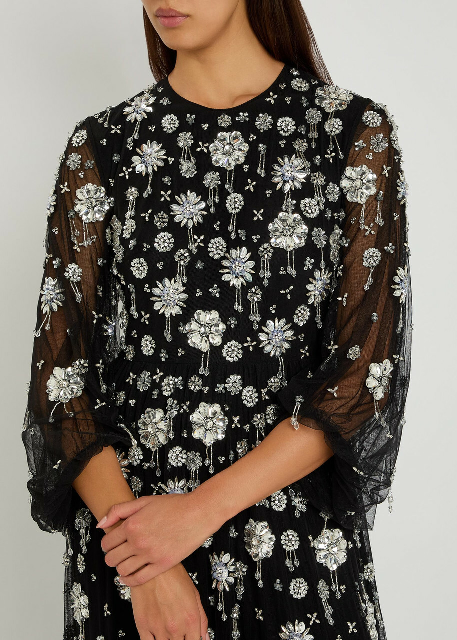 Huishan Zhang Micheline Crystal-embellished Tulle Gown Black