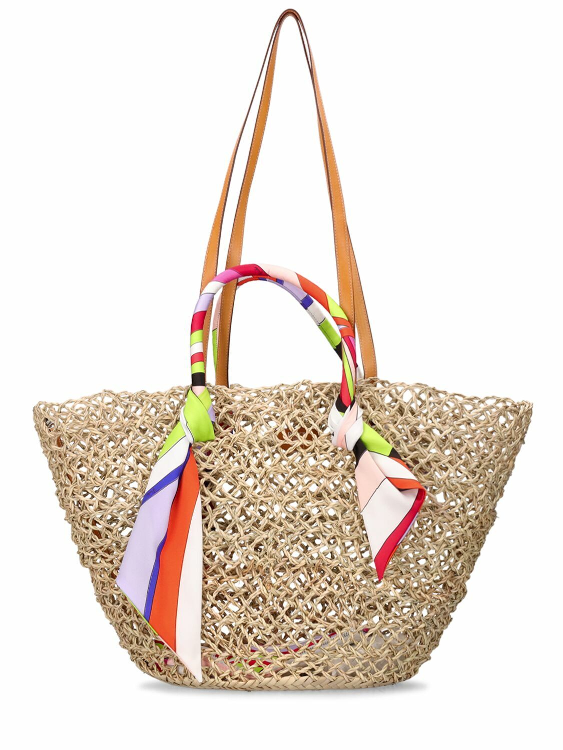 PUCCI Basket Straw & Twill Shoulder Bag