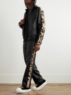Marni - Leopard-Print Faux Fur-Trimmed Leather Jacket - Black