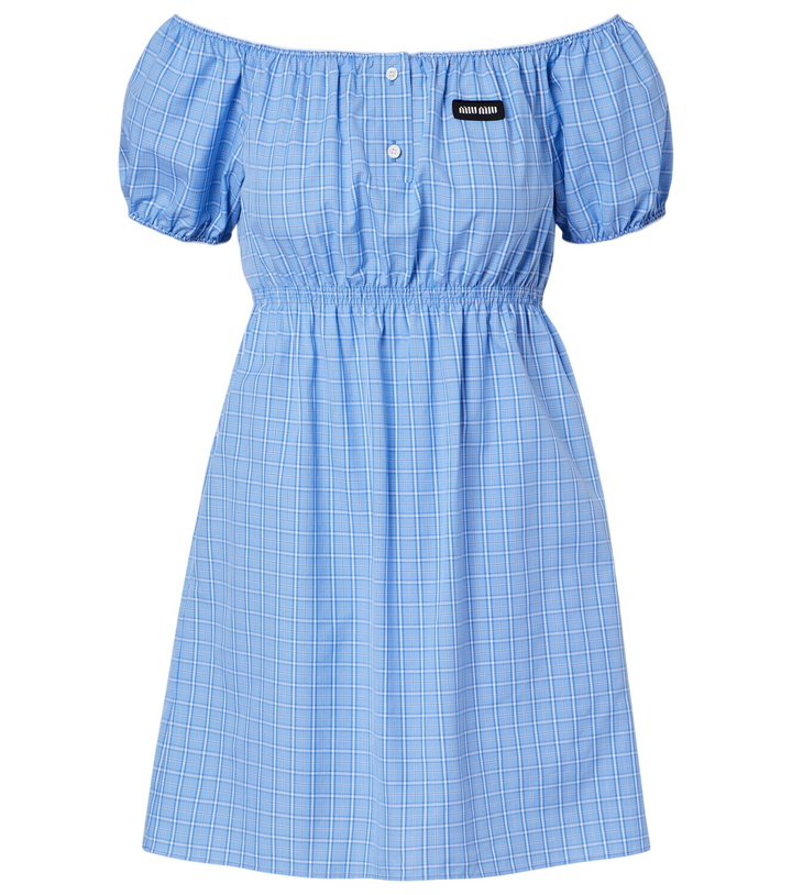Photo: Miu Miu Checked cotton poplin minidress