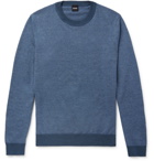 Hugo Boss - Slim-Fit Striped Cotton and Linen-Blend Sweater - Blue