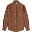 Portuguese Flannel Men's Lobo Button Down Corduroy Shirt in Brown