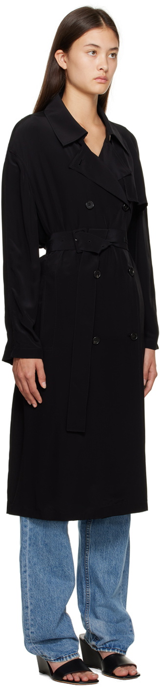 Theory Black Double-Breasted Trench Coat Theory