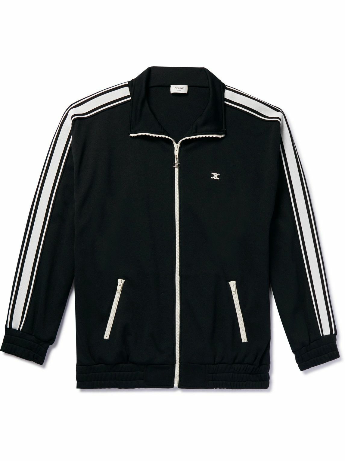 CELINE - Striped Jersey Track Jacket - Black Celine