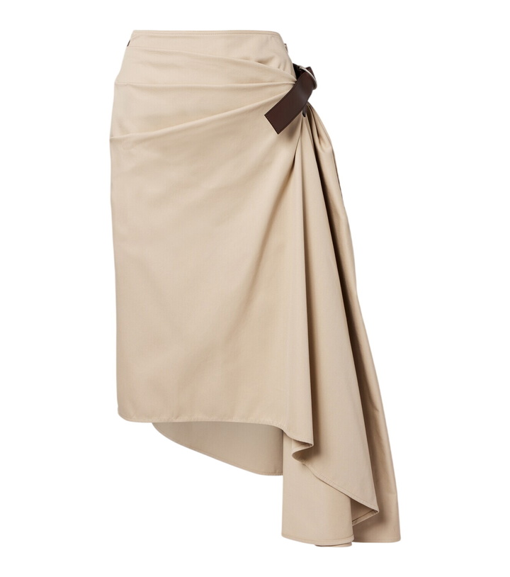 Photo: Loewe Leather-trimmed draped cotton and silk midi skirt