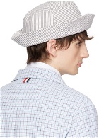 Thom Browne White & Gray Quarter Combo Bucket Hat