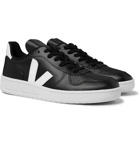 Veja - V-10 Rubber-Trimmed Leather Sneakers - Black