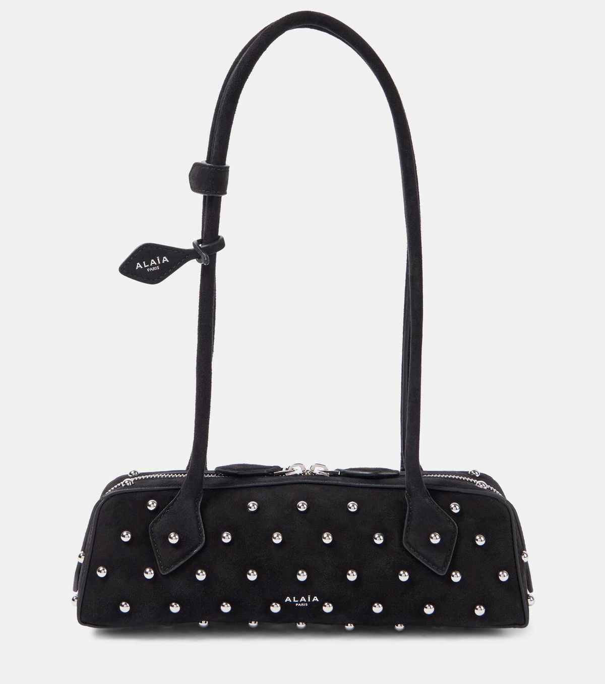 Alaïa Le Teckel Small studded suede shoulder bag