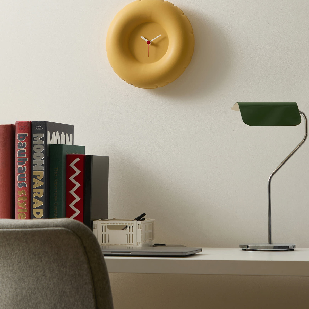 Home Studyo Holly Clock in Yolk Yellow 