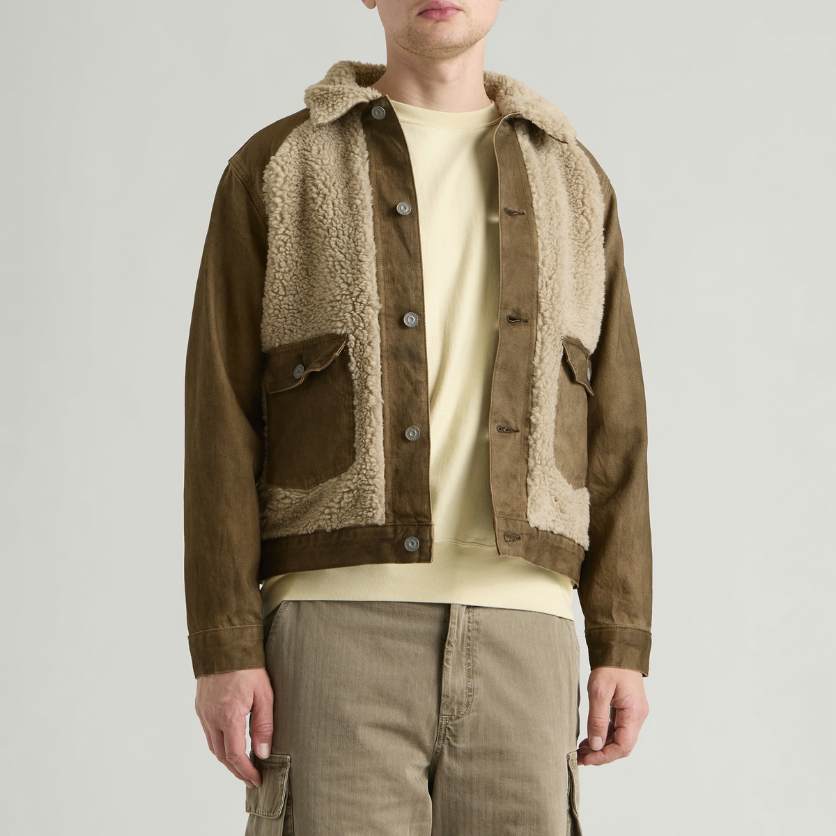 RRL Men's Type 2 Grizzly Trucker Jacket in Distressed Brown