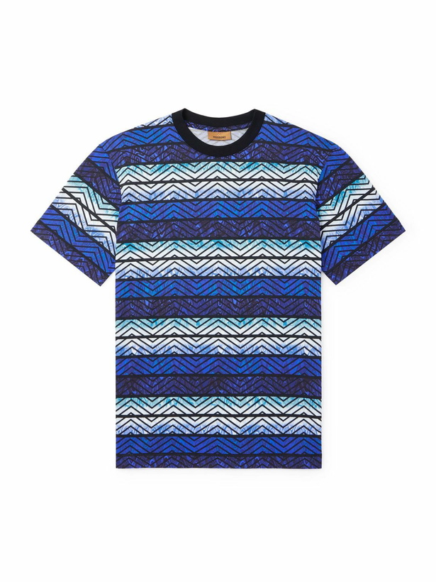 Photo: Missoni - Printed Striped Cotton-Jersey T-Shirt - Blue