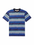 Missoni - Printed Striped Cotton-Jersey T-Shirt - Blue