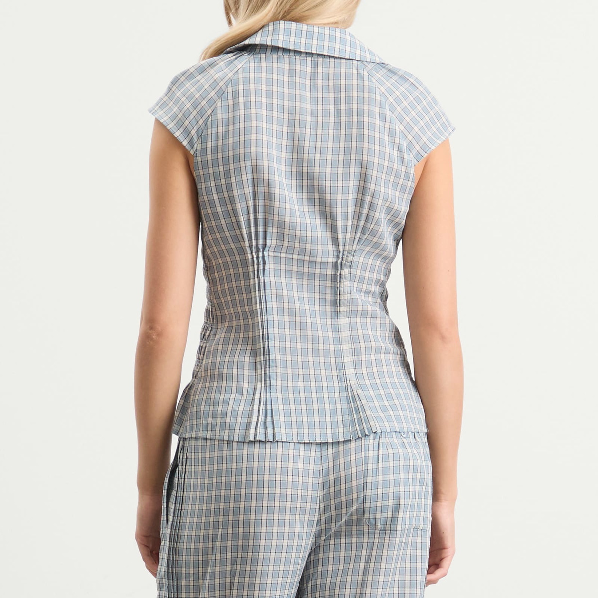 Peachy Den Women's Missy Asymmetric Stretch Blouse Presented by END. in Check