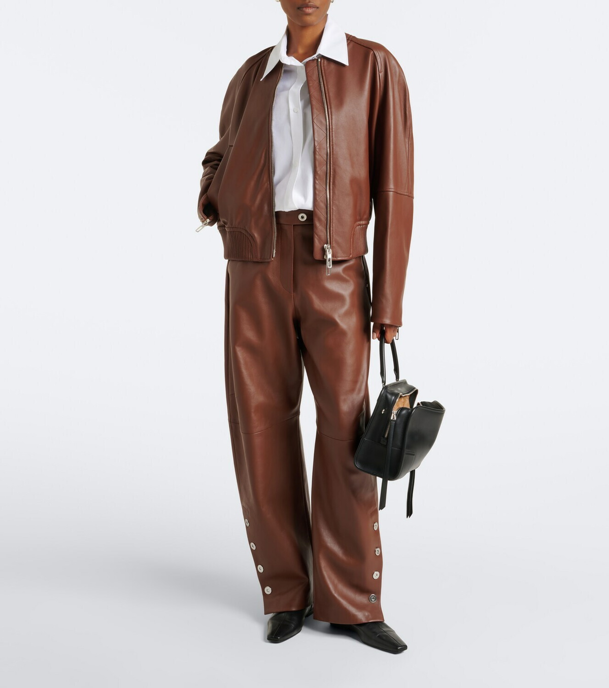 Sportmax Leather bomber jacket