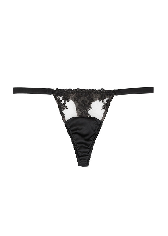 Photo: Fleur OF England Onyx Silk-blend Satin Thong Black