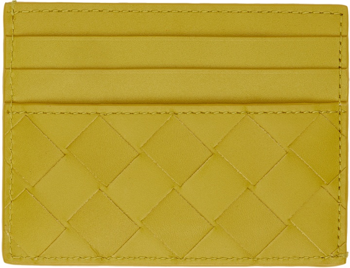 Photo: Bottega Veneta Yellow Intrecciato Card Holder