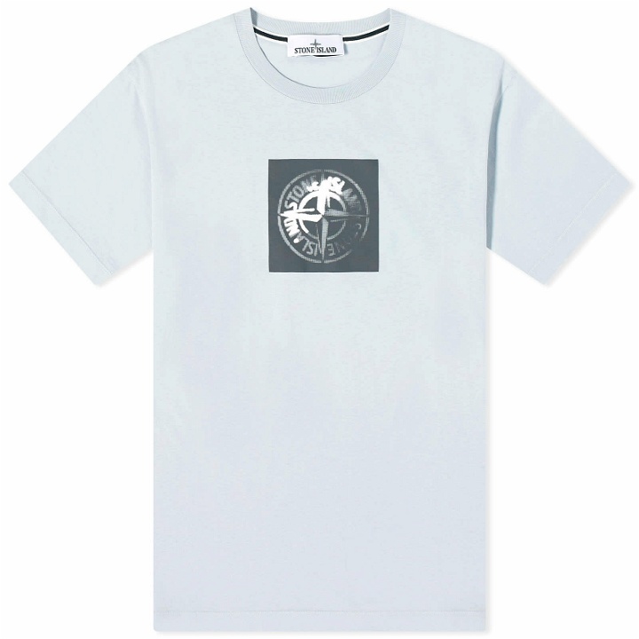 Photo: Stone Island Men's Institutional One Badge Print T-Shirt in Sky Blue