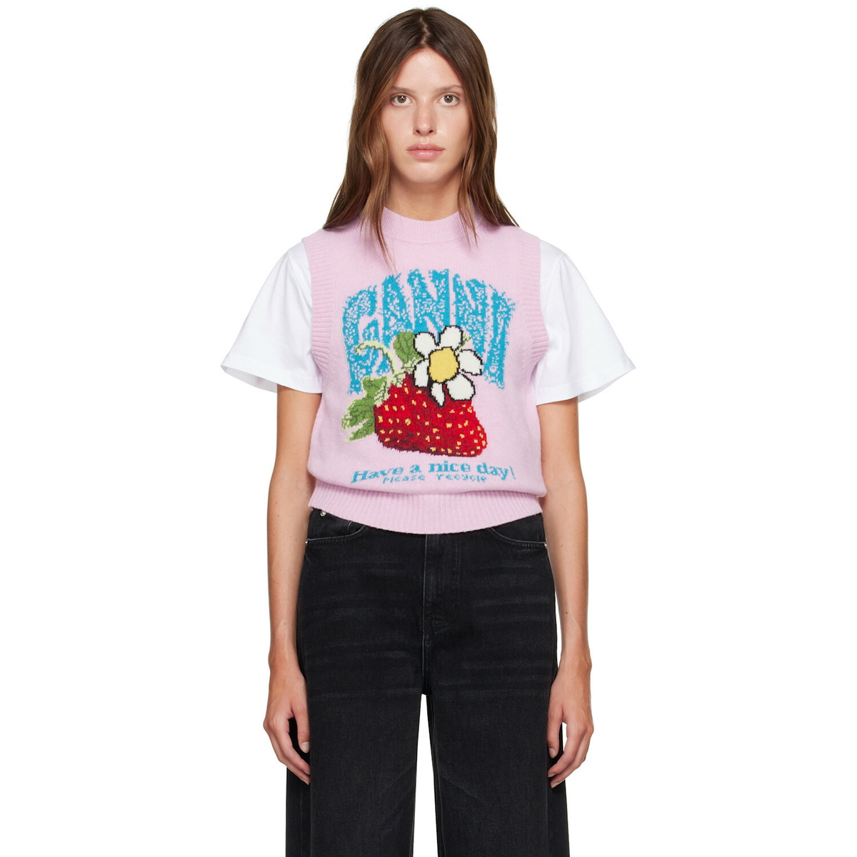 GANNI Pink Strawberry Vest