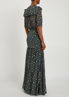 Veronica Beard Mick Floral-print Silk Maxi Dress Dark Green