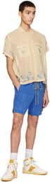 Rhude Blue Embroidered Shorts