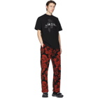 Palm Angels Black and Red Hawaiian Pile Lounge Pants