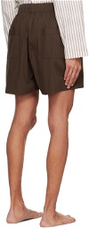 Tekla Brown Oversized Pyjama Shorts