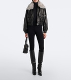 Nour Hammour Shearling-trimmed leather blouson jacket