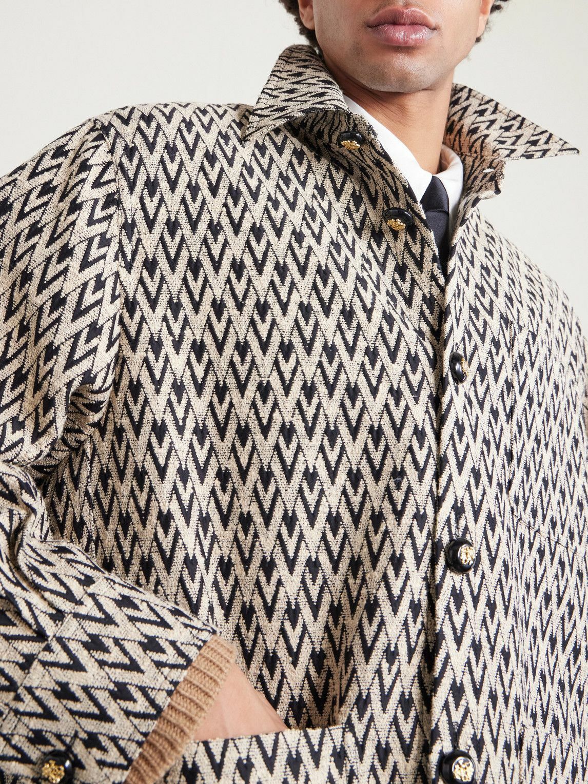 Valentino Garavani - Toute La V Cotton-Blend Jacquard Jacket - Neutrals