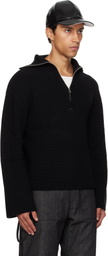 Courrèges Black Ribbed Wool Trucker Sweater