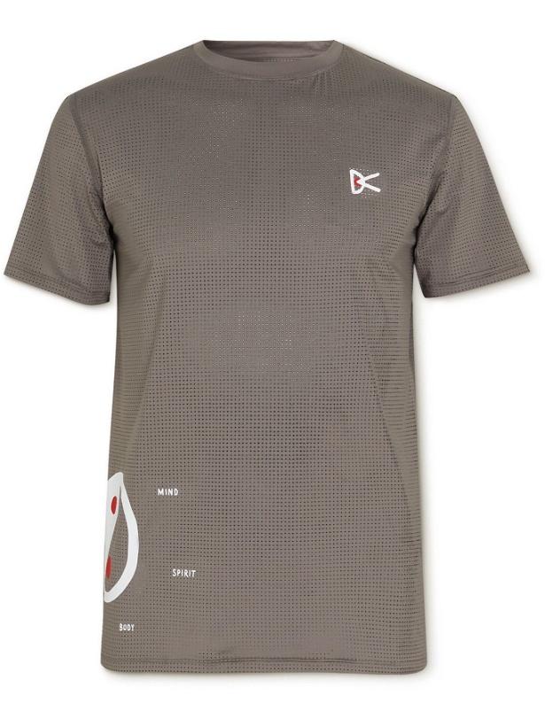 Photo: District Vision - Printed Perforated Stretch-Jersey T-Shirt - Gray