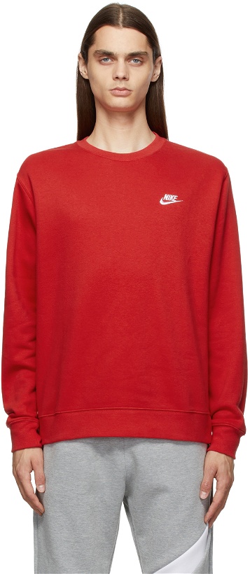 Photo: Nike Red Sportswear Club Sweatshirt