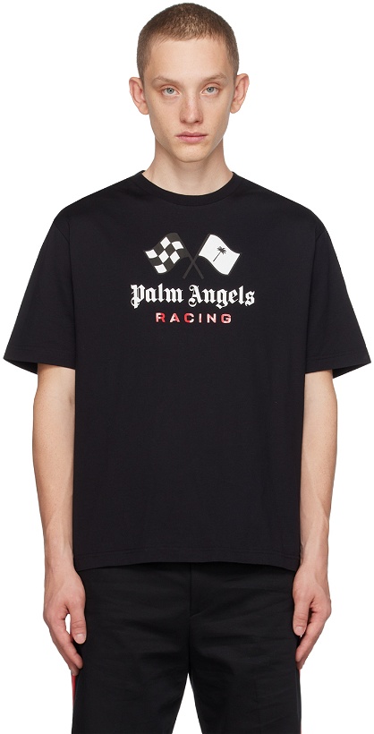 Photo: Palm Angels Black MoneyGram Haas F1 Edition 'Racing' T-Shirt
