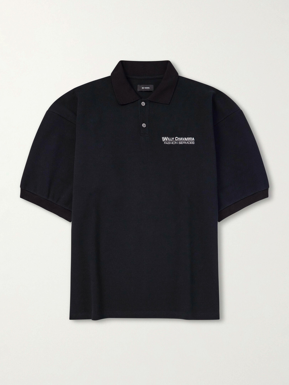 Willy Chavarria - Logo-Embroidered Cotton-Piqué Polo Shirt - Black