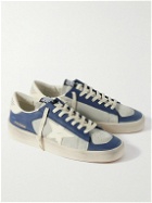 Golden Goose - Stardan Distressed Colour-Block Leather Sneakers - Blue