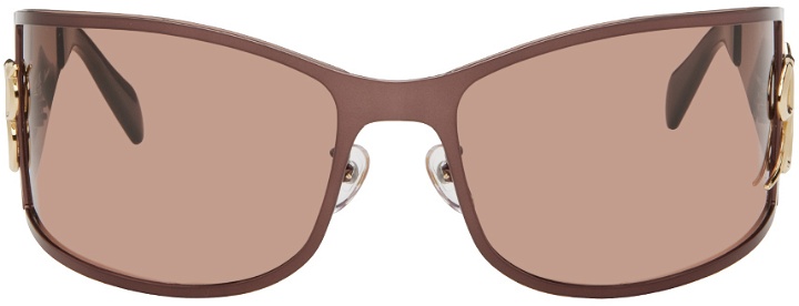 Photo: Blumarine Brown Metal Wraparound Sunglasses