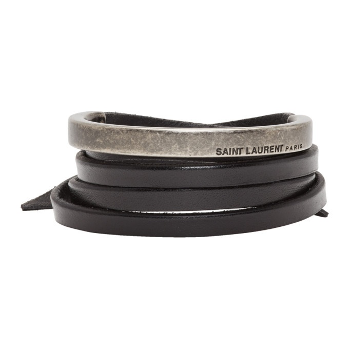 Photo: Saint Laurent Black Leather Wrap Bracelet
