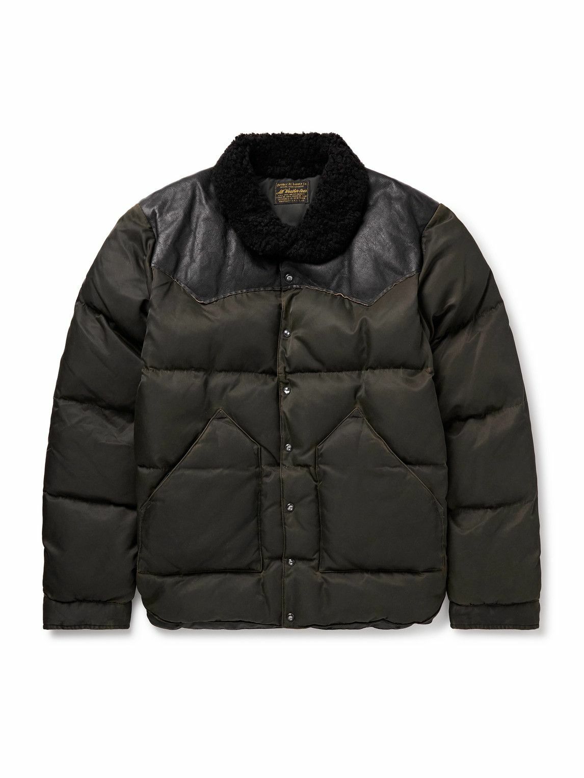 RRL - Surrey Leather and Shearling-Trimmed Padded Quilted Recycled