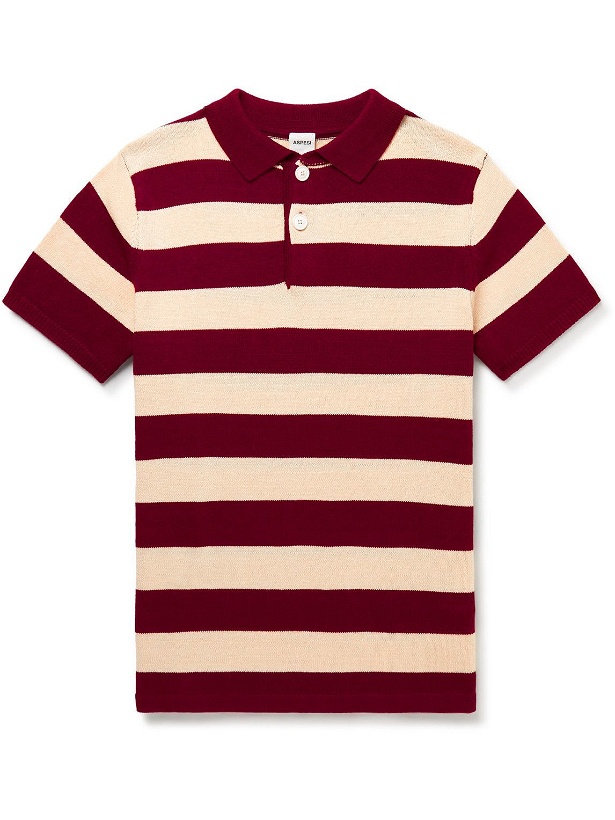 Photo: Aspesi - Striped Cotton Polo Shirt - Red