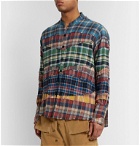 Greg Lauren - Grandad-Collar Patchwork Checked Cotton-Flannel Shirt - Multi