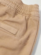 Givenchy - Tapered Appliquéd Logo-Jacquard Cotton-Blend Twill Trousers - Neutrals