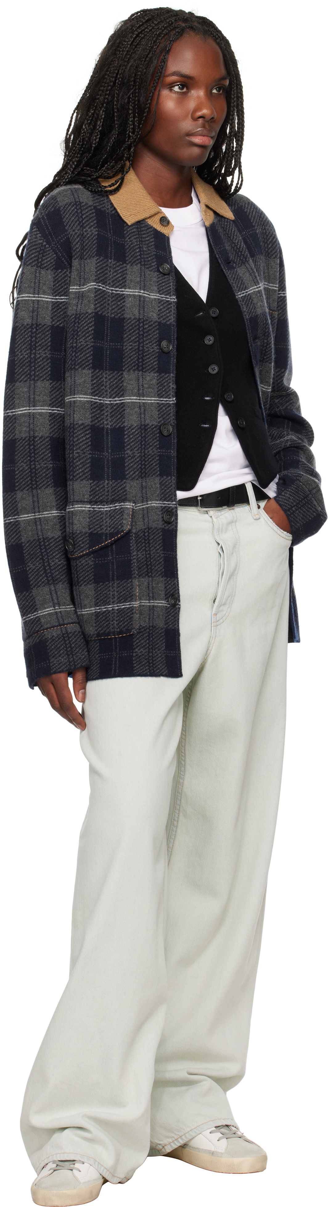 Guest in Residence Navy Tartan Industry Jacket