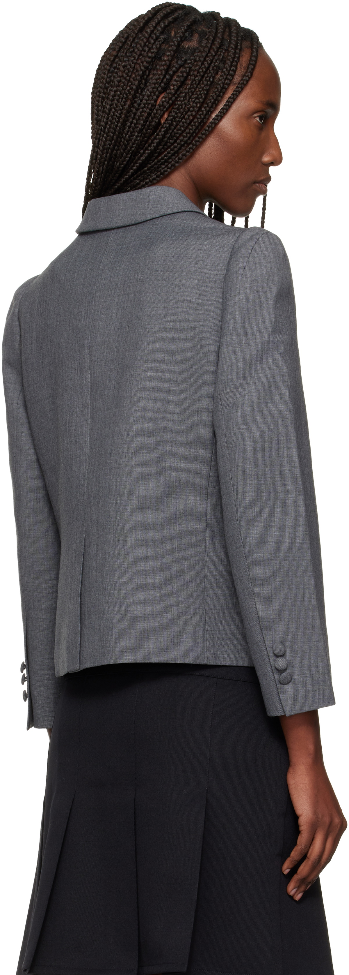 SHUSHU/TONG Gray Lapel Short Blazer