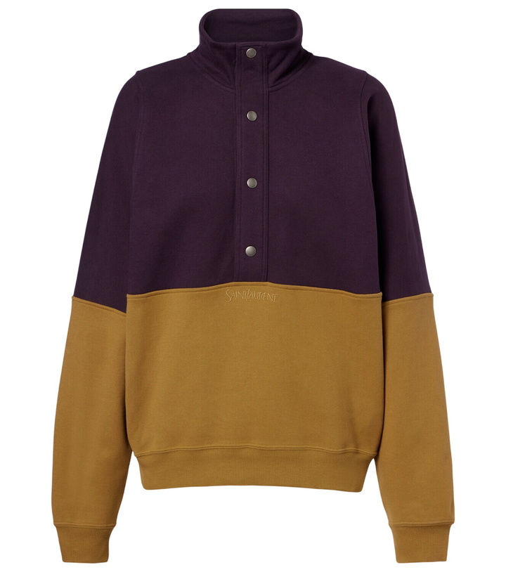 Photo: Saint Laurent Colorblocked cotton fleece sweatshirt
