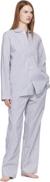 Tekla White & Blue Poplin Pyjama Pants