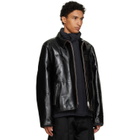 sacai Black Down Leather Blouson Jacket