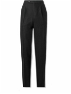 Caruso - Straight-Leg Pleated Linen Trousers - Black