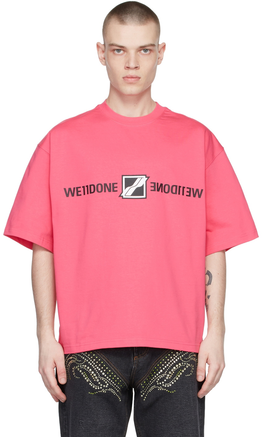 We11done Pink Mirror Logo T-Shirt We11done